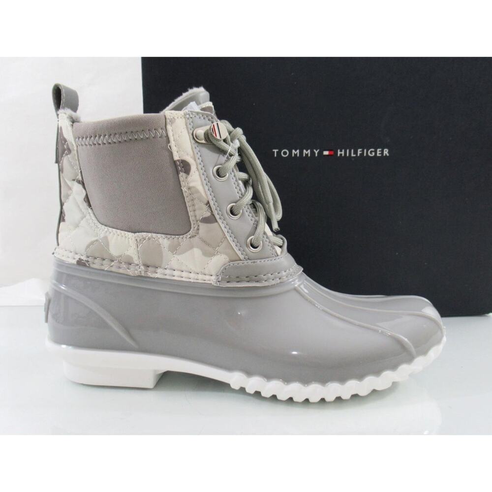 Women's Tommy Hilfiger Hada Cold Weather Lace up Duck Boots Grey Size 7